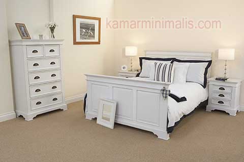 tempat tidur minimalis cat duco putih